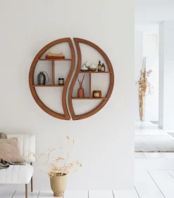 Ying Yang - Wandplank van massief teakhout