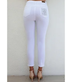 YONA - WITTE JEANS MET IKAT-STRASS-STEENTJES