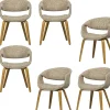 Yossi Eetkamerstoelen Met Houten Naturel Poot - Zand - Set van 6