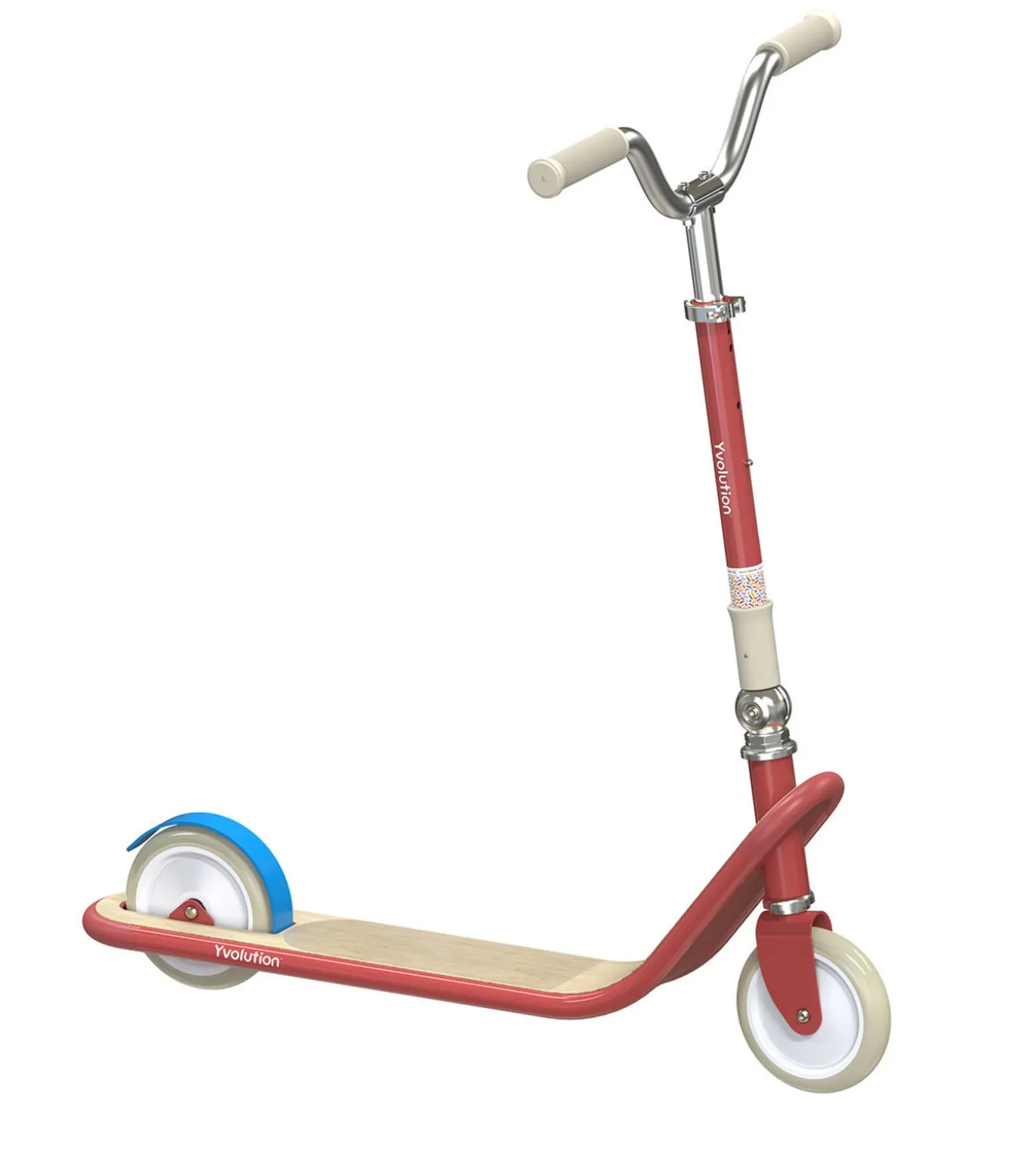 Yvolution step Classic Scooter rood verstelbaar en stevig