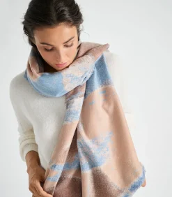 Zachte sjaal in blauw en cognac