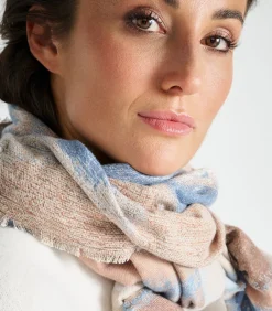 Zachte sjaal in blauw en cognac