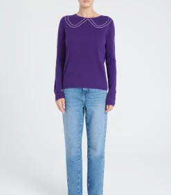 ZAYA 11 Intarsia Peter Pan Collar Trui - 100% kasjmier