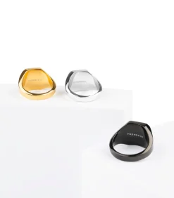 Zegelring Heren met Zwarte Steen - Zilver Kleurig - Staal