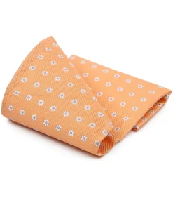 Zijde Pochet Abrikoos Print Flower