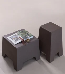 Zina Bijzettafel Laag - Cement - Bruin - 36x50x50