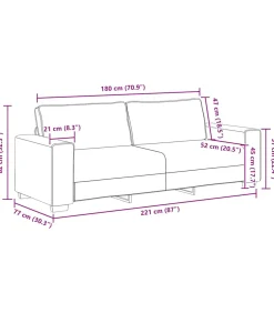 3-zitsbank 180 cm stof donkergrijs