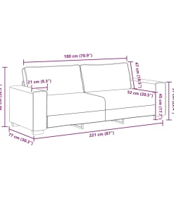 3-zitsbank 180 cm stof zwart