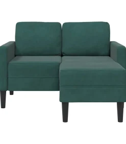 2-zitsbank met chaise L-vorm donkergroen 125 cm fluweel