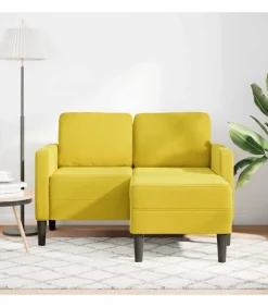 2-zitsbank met ligstoel L-vormig 125 cm fluweel geel