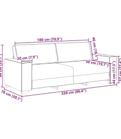 3-zitsbank Taupe 180 cm Stof