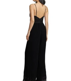 Zwart Jumpsuit Met Plissevouwen En Kant