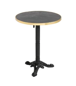 Zwart marmeren terrastafel en 2 zwarte stoelen set