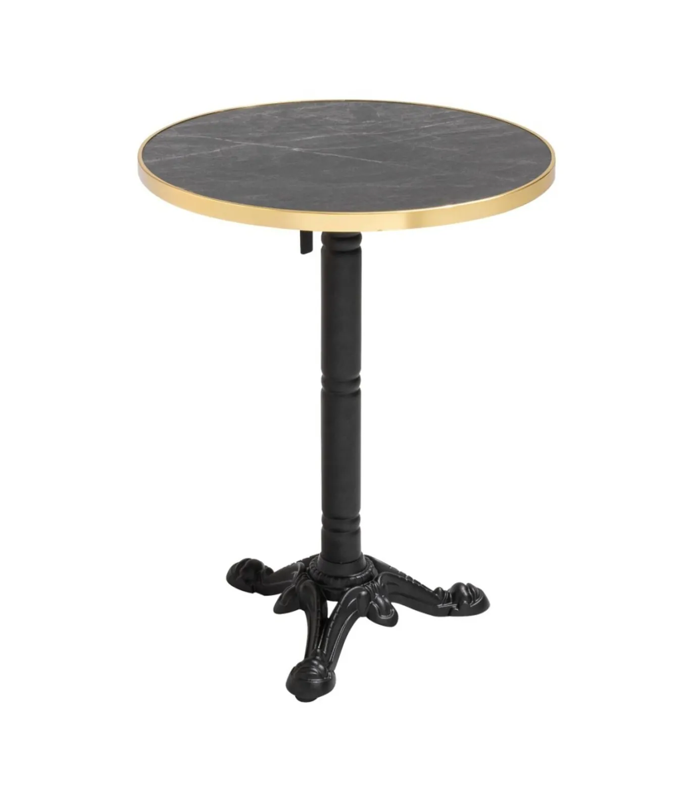 Zwart marmeren terrastafel en 2 zwarte stoelen set