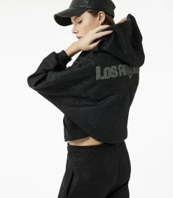 Zwart Sweatshirt met Capuchon en Zakdetails