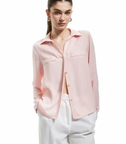 Zwarte Blouse Klassieke Kraag Lange Mouwen