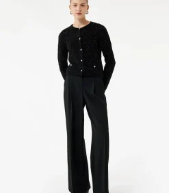 Zwarte Gebreide Cardigan Lange Mouwen Knoopsluiting