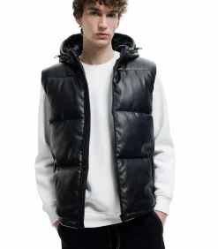 Zwarte Heren Bodywarmer met Capuchon en Zakdetails