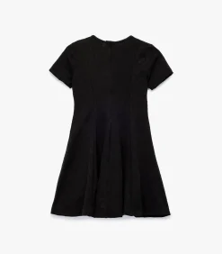 Zwarte Meisjesjurk Korte Mouwen Ronde Hals Plooirok