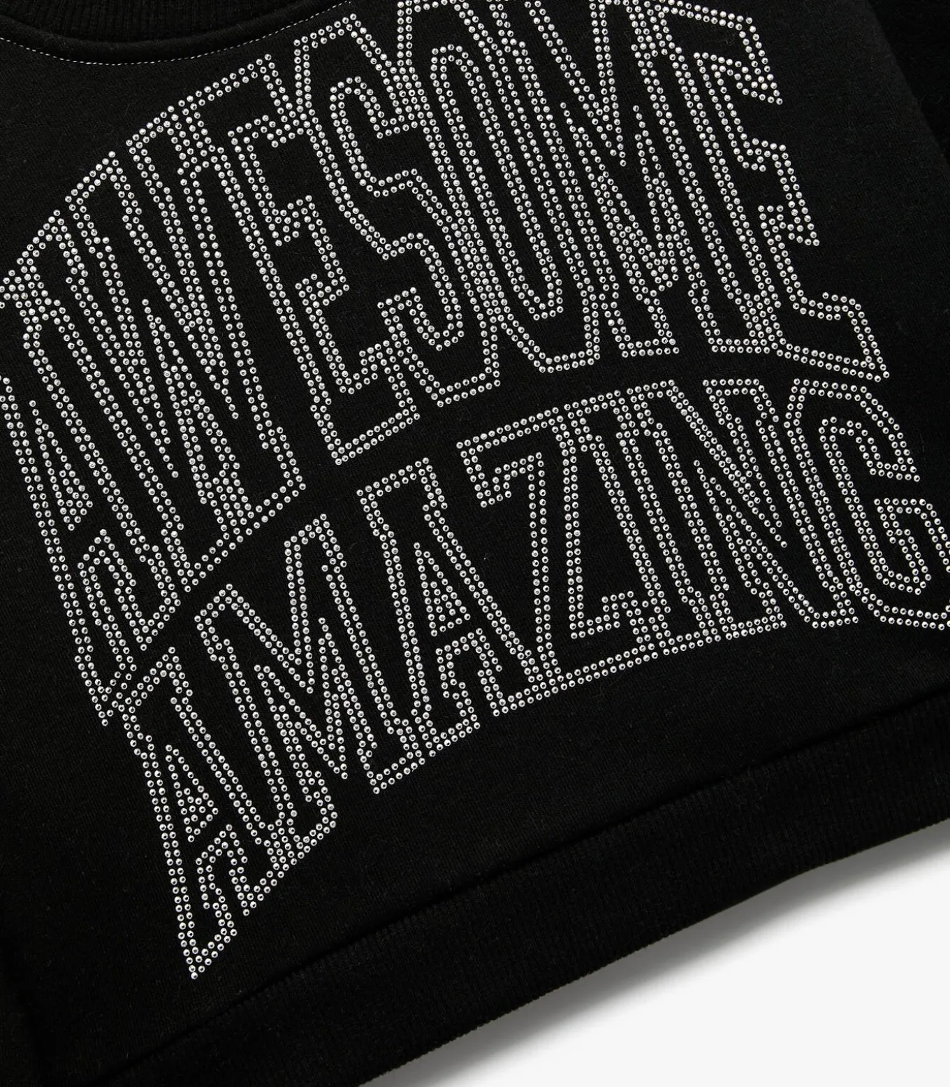 Zwarte Meisjestrui Lange Mouwen Stenen Details