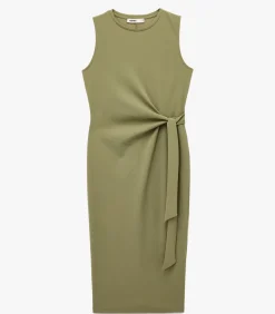 Zwarte Mouwloze Midi-jurk met Ceintuur