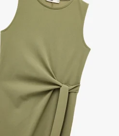 Zwarte Mouwloze Midi-jurk met Ceintuur