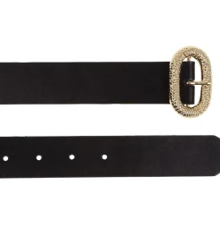 Zwarte ovale gesp damesriem