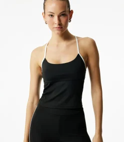 Zwarte Slim Fit Sporttop Mouwloos Rugdetail